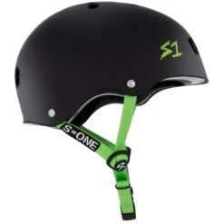 S-One Helmet Lifer / Black Matte/Green Straps -Canyon Sport Store s one helmet lifer black mattegreen straps helmets trinity distribution black xs 8