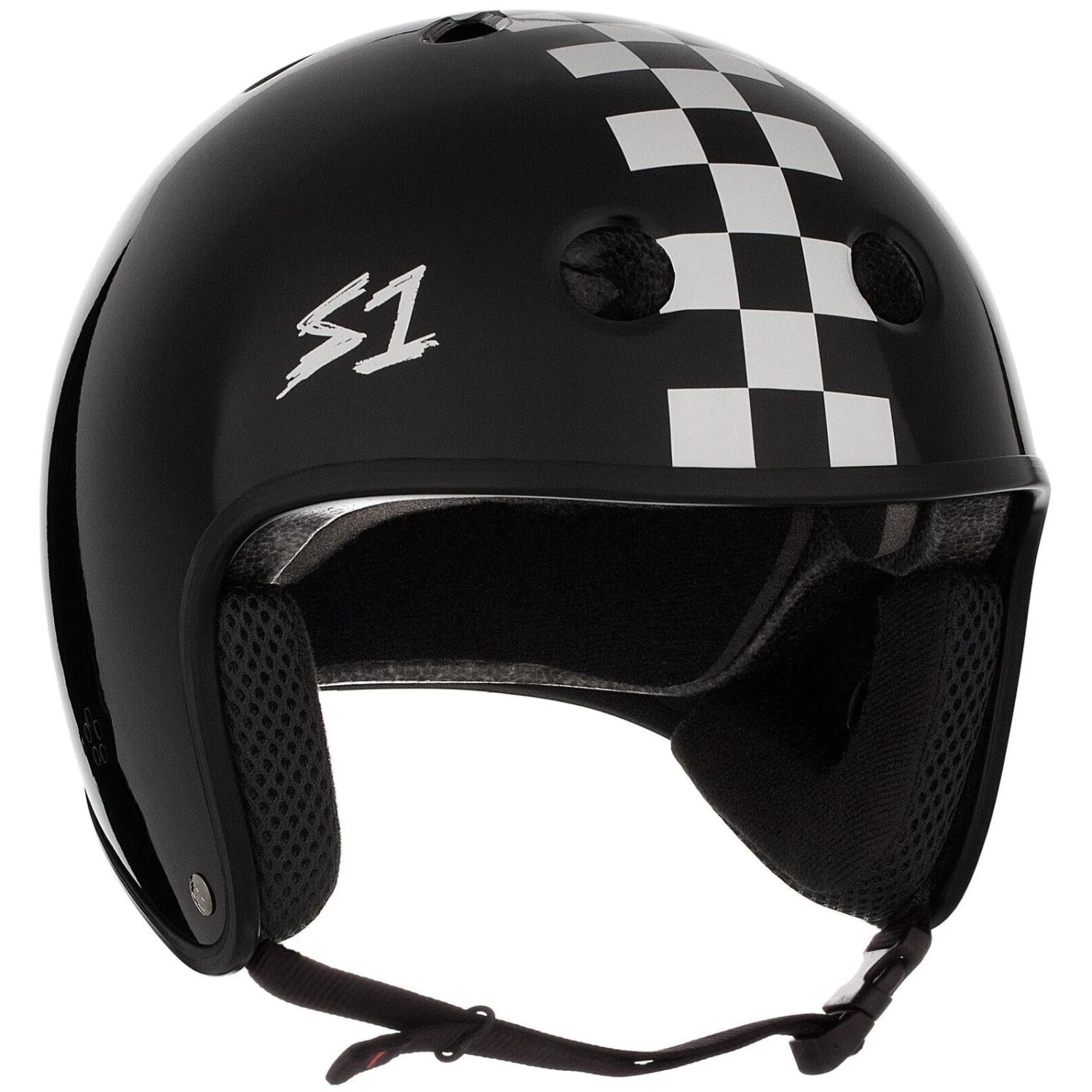 S-One Helmet Retro Lifer Black Matte/White Checkers 1 S-One Helmet Retro Lifer Black Matte/White Checkers